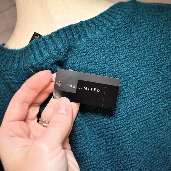 NWT $70 "The Limited" Cable Knit Pullover Sweater - Teal, Womens Medium - Picture 6 of 10